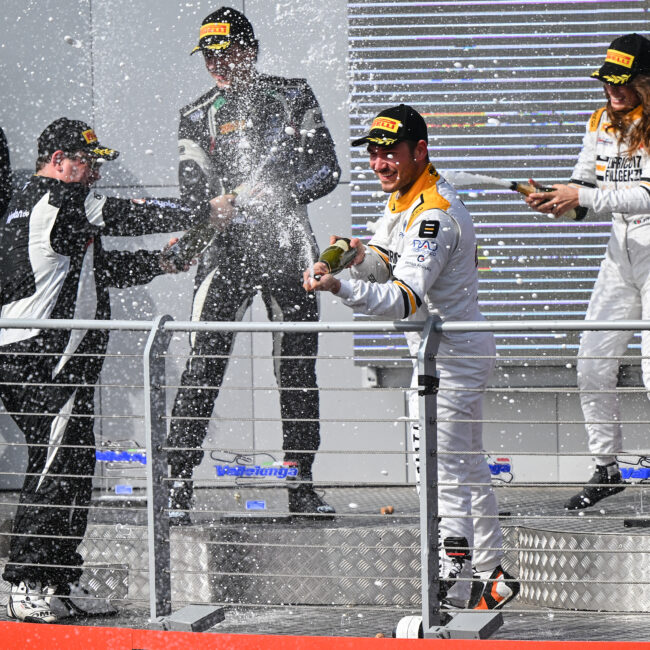 Milos Pavlovic Michael Fischbaum CIGT Podium Vallelunga ItalianGT